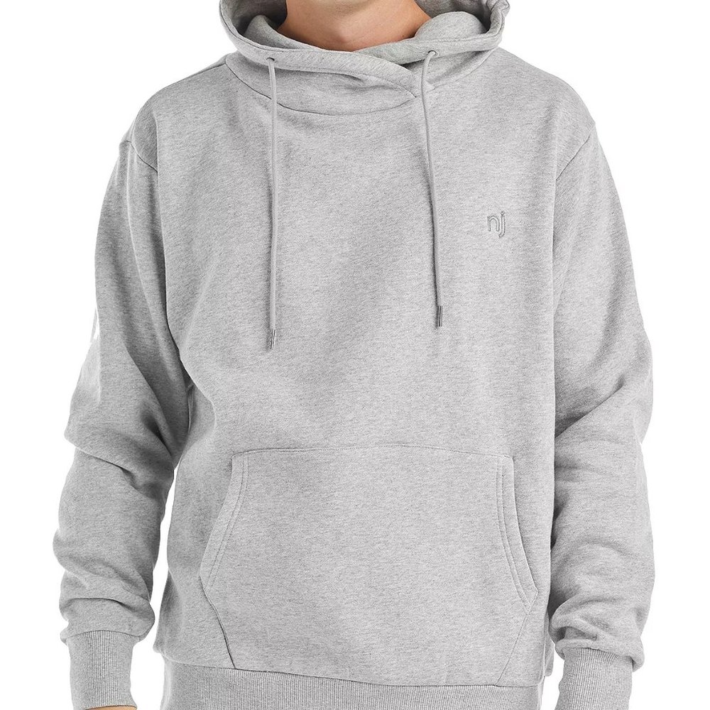 NANA JUDY Men's Authentic Logo Funnel Neck Sweatshirt, Grey Marl